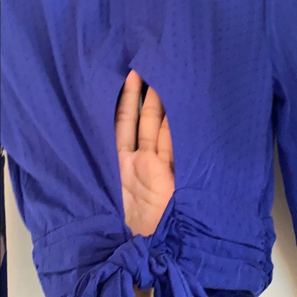 Royal blue peplum sleeved tie back crop blouse - Picture 7 of 10